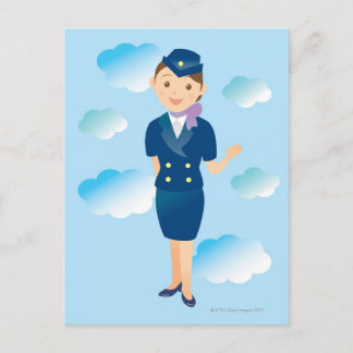Flugbegleiter Postkarte
