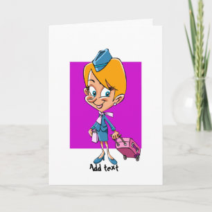 Flugbegleiterin am Cartoon Karte