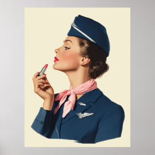 Flugbegleiterin aus der Vergangenheit beim Auftrag Poster