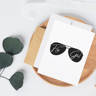 Flugbegleiterin, Schwarze Piloten-Sonnenbrille, Sü Postkarte