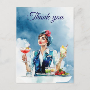 Flugbegleitung Air Hostess  Danke Postkarte
