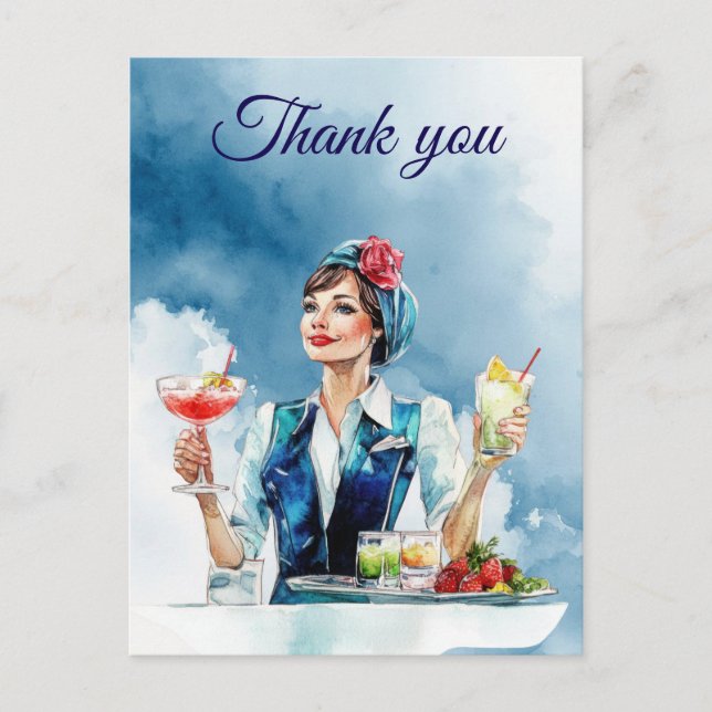 Flugbegleitung Air Hostess  Danke Postkarte (Vorderseite)