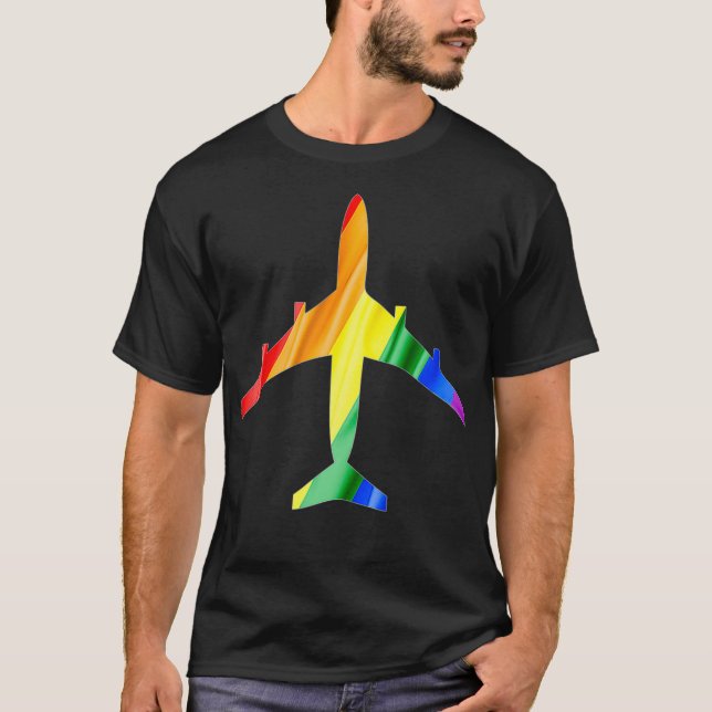 Flugbetrieb mit Regenbogenflagge T-Shirt (Vorderseite)