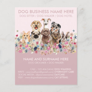 Flugblatt für Pink Cute Dog Sitting Service