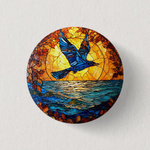 Flugblatt Vogel Über Sonnenuntergang Ozean Button