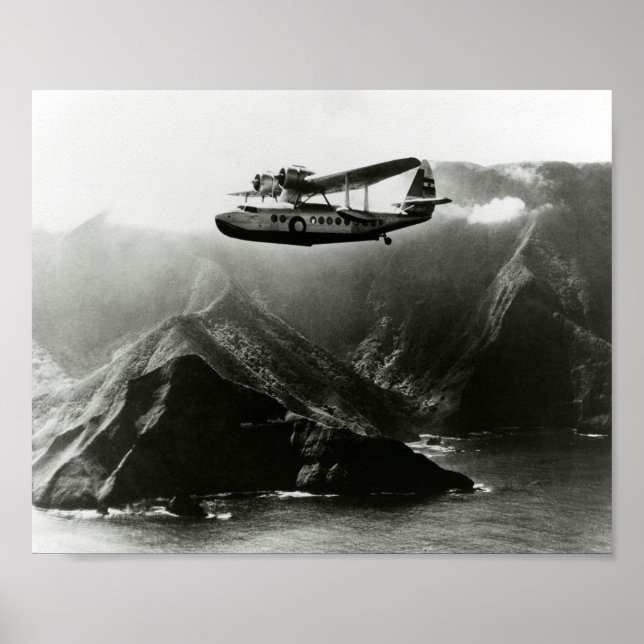 Flugboot-Passagierflugzeug über Hawaii Poster (Vorne)