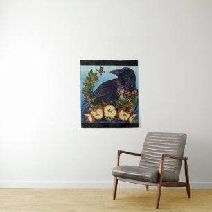 Flüge der Fantasie-Raben-Fee Wandteppich