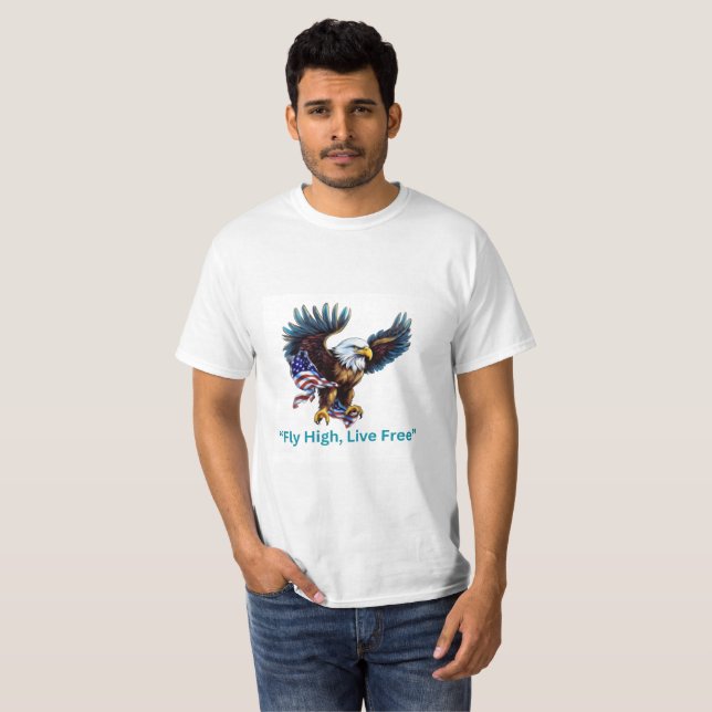 "Flüge der Freiheit | USA Flag & Eagle Graphic T-s T-Shirt (Vorne ganz)