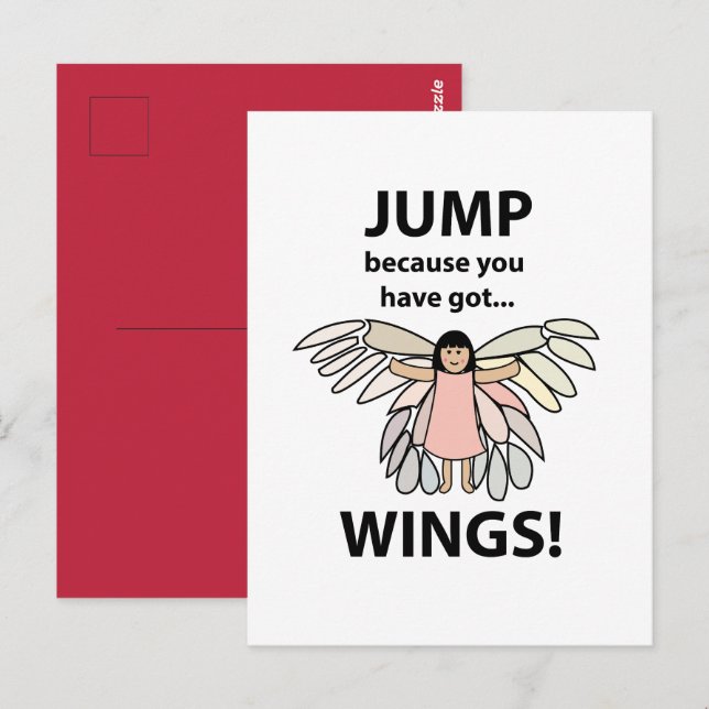 Flüge springen, weil du Got hast Postkarte (Vorne/Hinten)