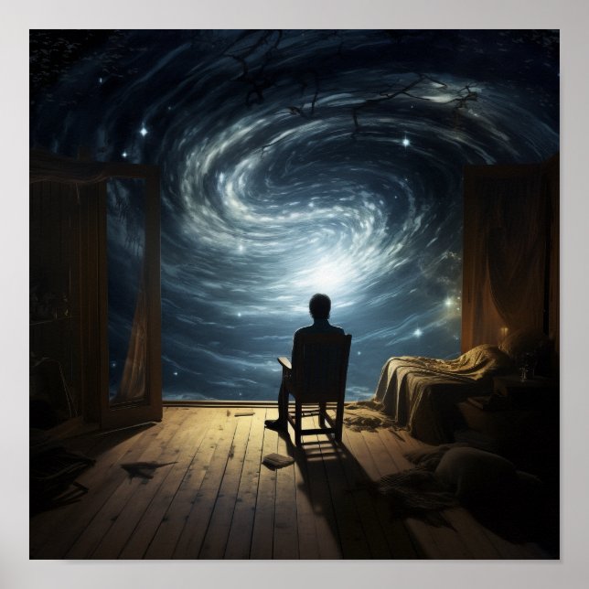 Flüge: Surreales Poster einer fliegenden Abbildung (Vorne)