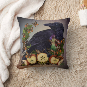 Flüge von Fantasy Raven Fee Throw Kissen