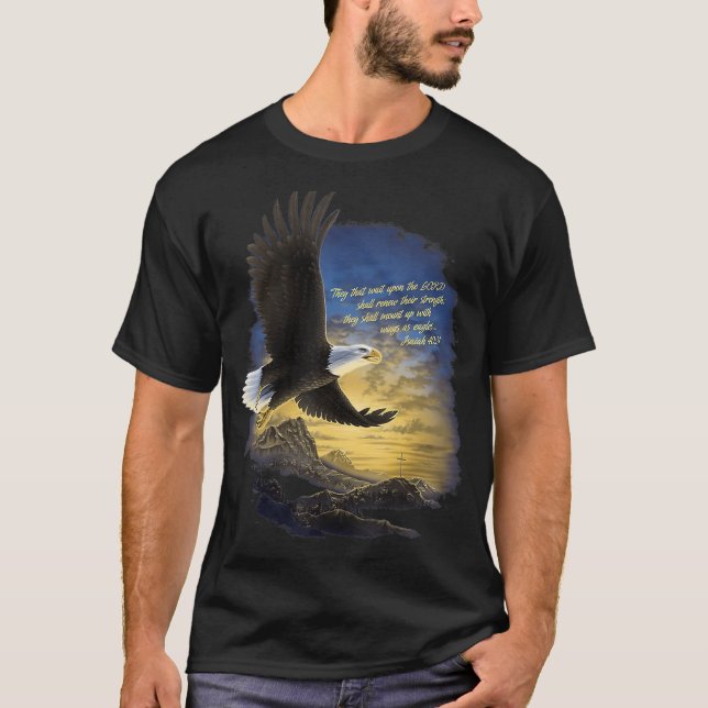 Flüge wie Adler Isaiah 4031 Christliches Bib hoch T-Shirt (Vorderseite)