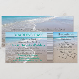 Flüge zum Hochzeitstag Boarding Pass Ticket-Zielor Einladung