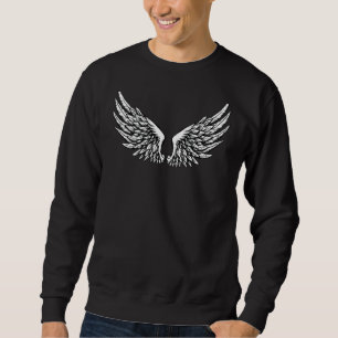 Flügel auf der Rückseite Engel Schwarz und Weiß Sweatshirt
