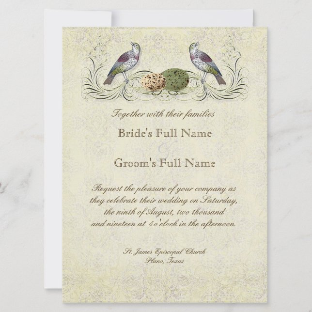 Flügel der Liebe Einladung - Cream Tan (Vorderseite)