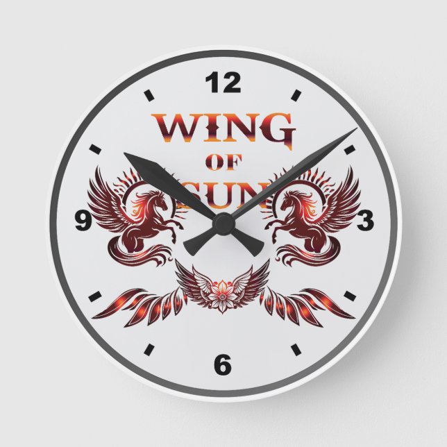Flügel der Sonnenuhr Runde Wanduhr (Vorderseite)