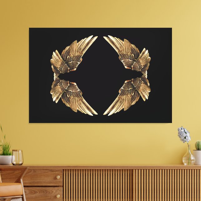 Flügel, die sich gegenseitig auf Premium gedruckt  Leinwanddruck (Insitu (Wohnzimmer))