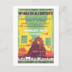 Flügel eines Jahrhunderts Weltmesse Chicago Postkarte