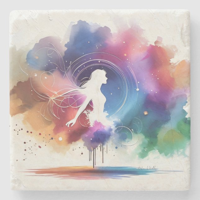 Flügel eines Regenbogens-Souls Steinuntersetzer (Vorderseite)