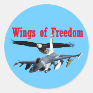 Flügel F-16 der Freiheit Runder Aufkleber
