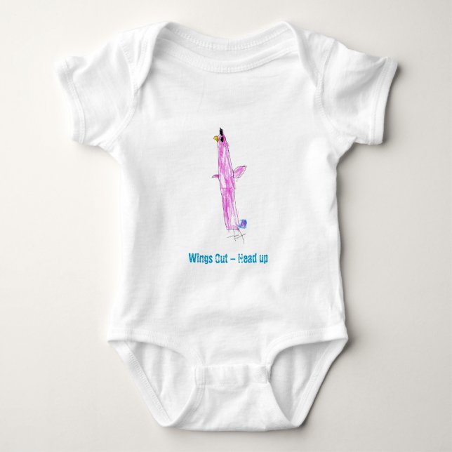 Flügel-heraus - Kopf OBEN Baby Strampler (Vorderseite)