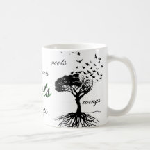 Flügel u. Wurzel-Kaffeetasse-Vögel, die