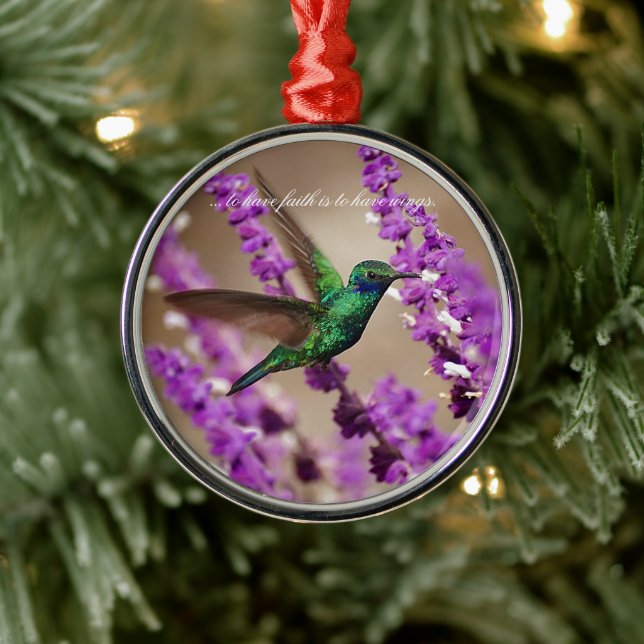 Flügel von Glauben-Funkeln Violett-Ohren Kolibri Ornament Aus Metall (Baum)