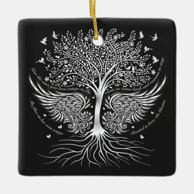 Flügel, zum der Weihnachtsbaum-Verzierung zu Keramikornament (Vorderseite)