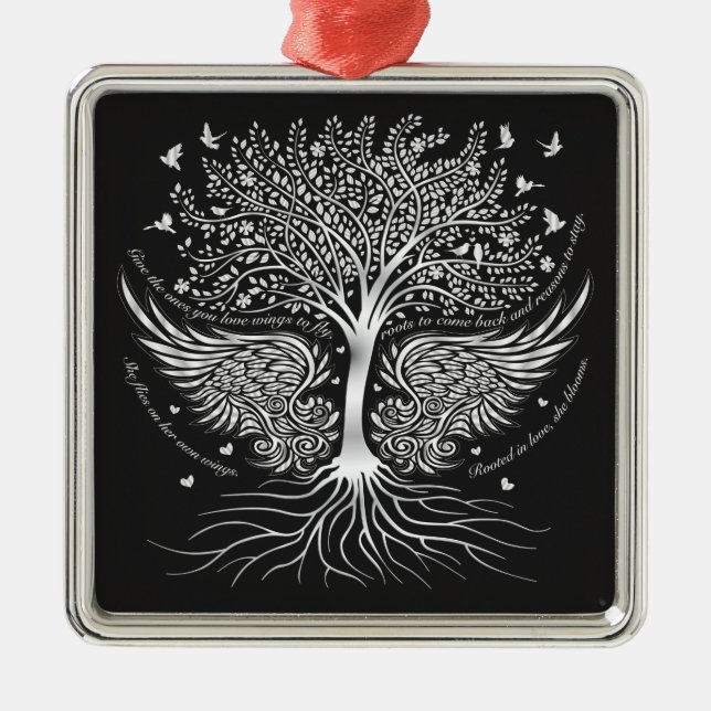 Flügel, zum der Weihnachtsbaum-Verzierung zu Silbernes Ornament (Vorne)