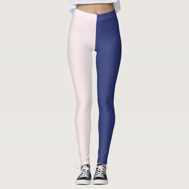 Flügelblaue und rosa vertikale Farbblöcke Leggings (Vorderseite)