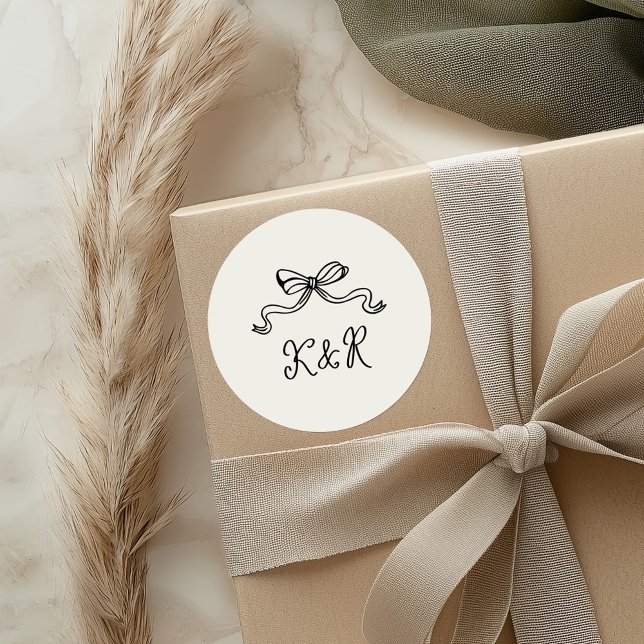 Flügeldrachen mit doppelter Monogramm-Hochzeit Runder Aufkleber (Von Creator hochgeladen)