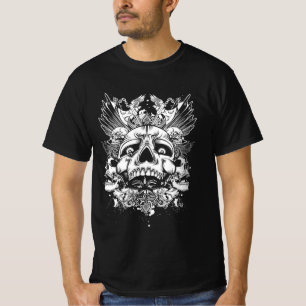 Flügeldrachen-Sensenmann-Skulls - Dunkelgotische T T-Shirt