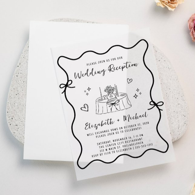 Flügeldraht-Wavy-Rahmen-Hochzeitsempfang (Elevate your wedding reception invitations with the timeless beauty of vellum overlays)
