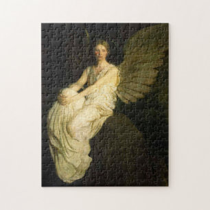 Flügelfigur auf einem Felsen von Abbott Thayer Puzzle