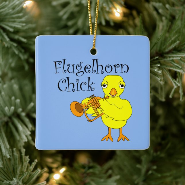 Flugelhorn Chick Text Keramikornament (Baum)