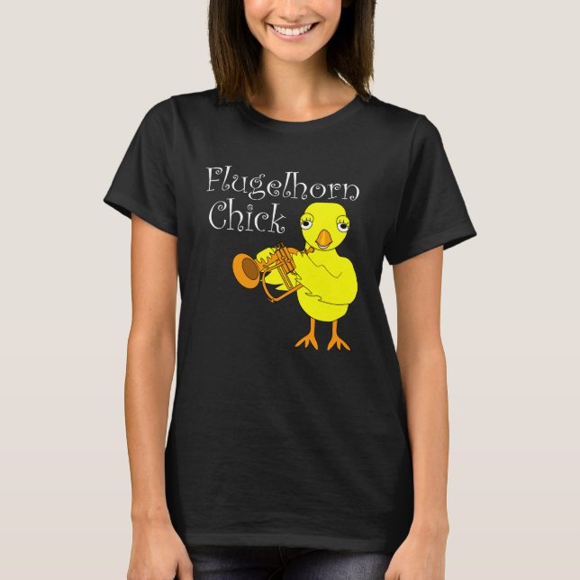 Flugelhorn Chick White Text T-Shirt (Vorderseite)