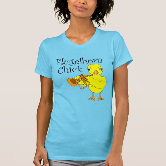 Flugelhorn Chick White Text T-Shirt (Vorderseite)