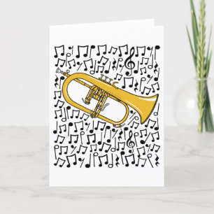 Flugelhorn Musical Notes Hornist Brass Musician Feiertagskarte
