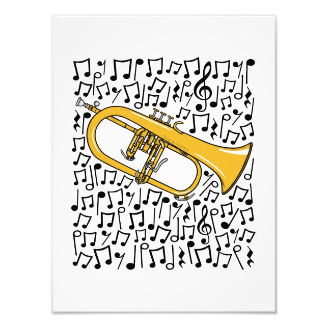 Flugelhorn Musical Notes Hornist Brass Musician Fotodruck (Vorne)
