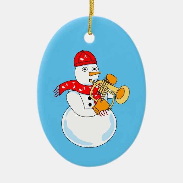 Flugelhorn Snowman Keramik Ornament (Vorne)