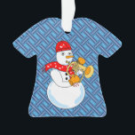 Flugelhorn Snowman Ornament<br><div class="desc">Ein Snowman Flögelhorn-Spieler mit einem Musiknote-Schal ist ein lustiges Horngeschenk-Design für Musiker,  Musiklehrer und Schüler in der Konzert- und Marching-Band.</div>