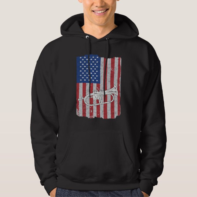 Flugelhorn USA Flag Flugelhorn Player Hoodie (Vorderseite)