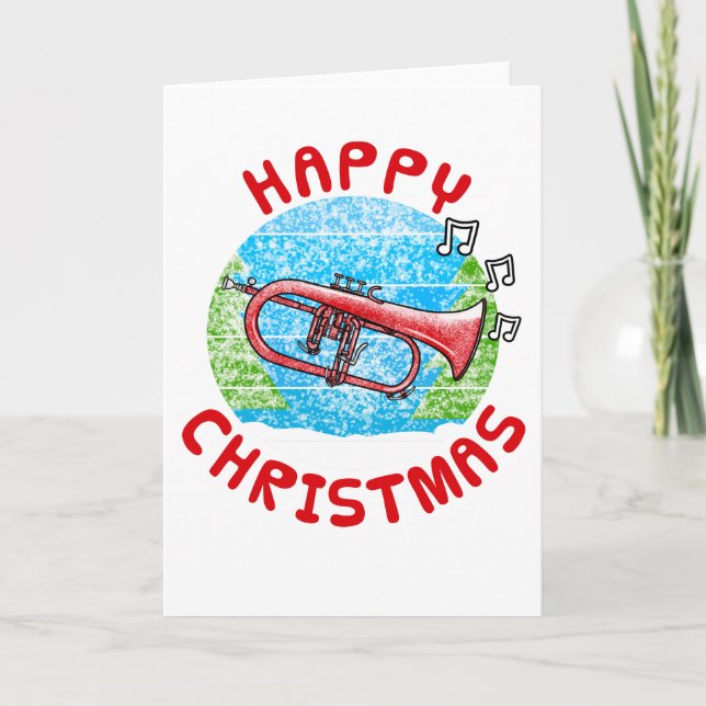 Flugelhorn Weihnachtskarte Hornist Brass Musiker Dankeskarte (Vorderseite)