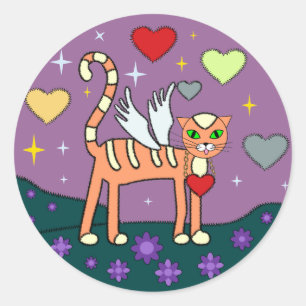 Flügelkätzchen mit Heart Custom Sticker