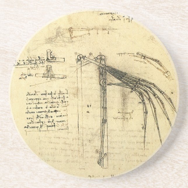 Flügelmaschine Sketch von Leonardo da Vinci Sandstein Untersetzer (Vorne)