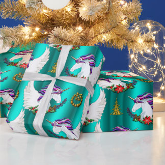 Flügelpapier für Aquamarine Weihnachtswrapping Geschenkpapier