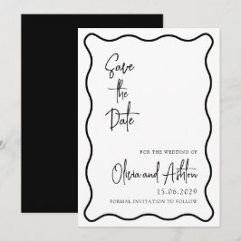 Flügelrahmen, gewellter Rahmen, modern, schwarz un Save The Date