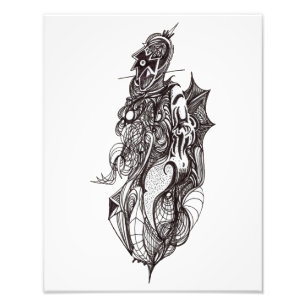 Flügelrider, Tintenzeichn, Erweiterung des Fotos Fotodruck