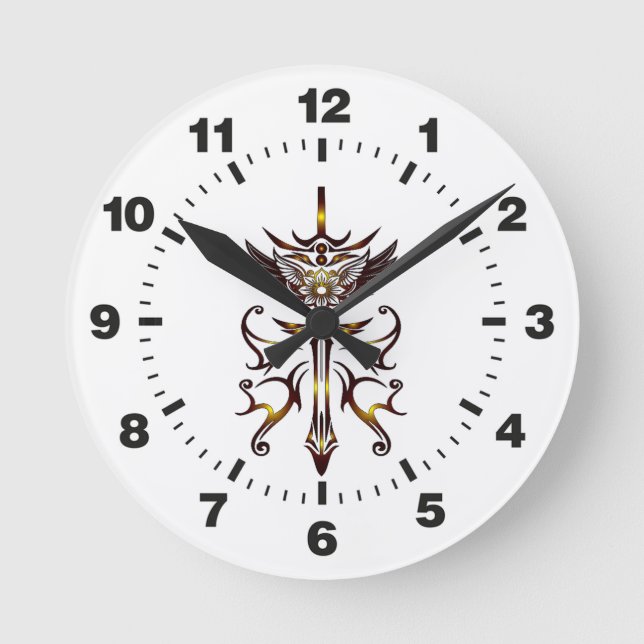 Flügelschwertuhr 2 runde wanduhr (Vorderseite)