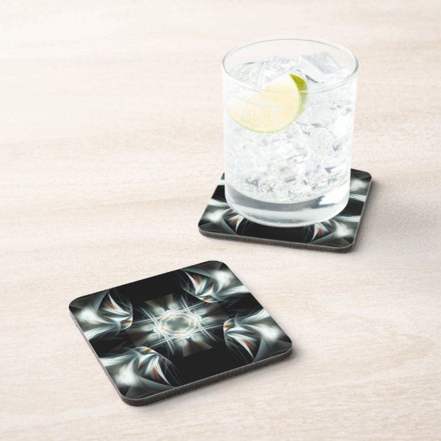 Flügelstern in Schwarz und Weiß Untersetzer (Rechte Seite)